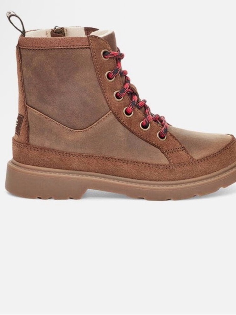 Kids Brown Lace-Up Leather Combat Boot